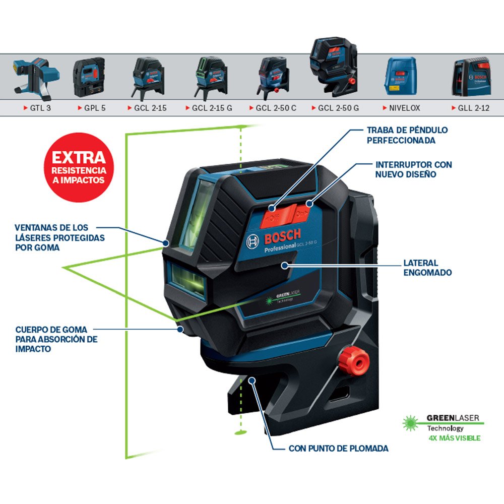 GCL 2-50 G Nivel Laser Verde Bosch Combinado 50 metros